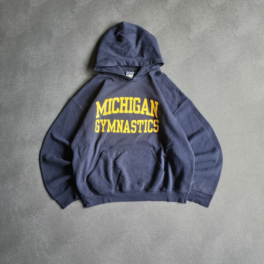 Vintage Michigan Wolverines Gymnastics Navy Pullover Hoodie Large
